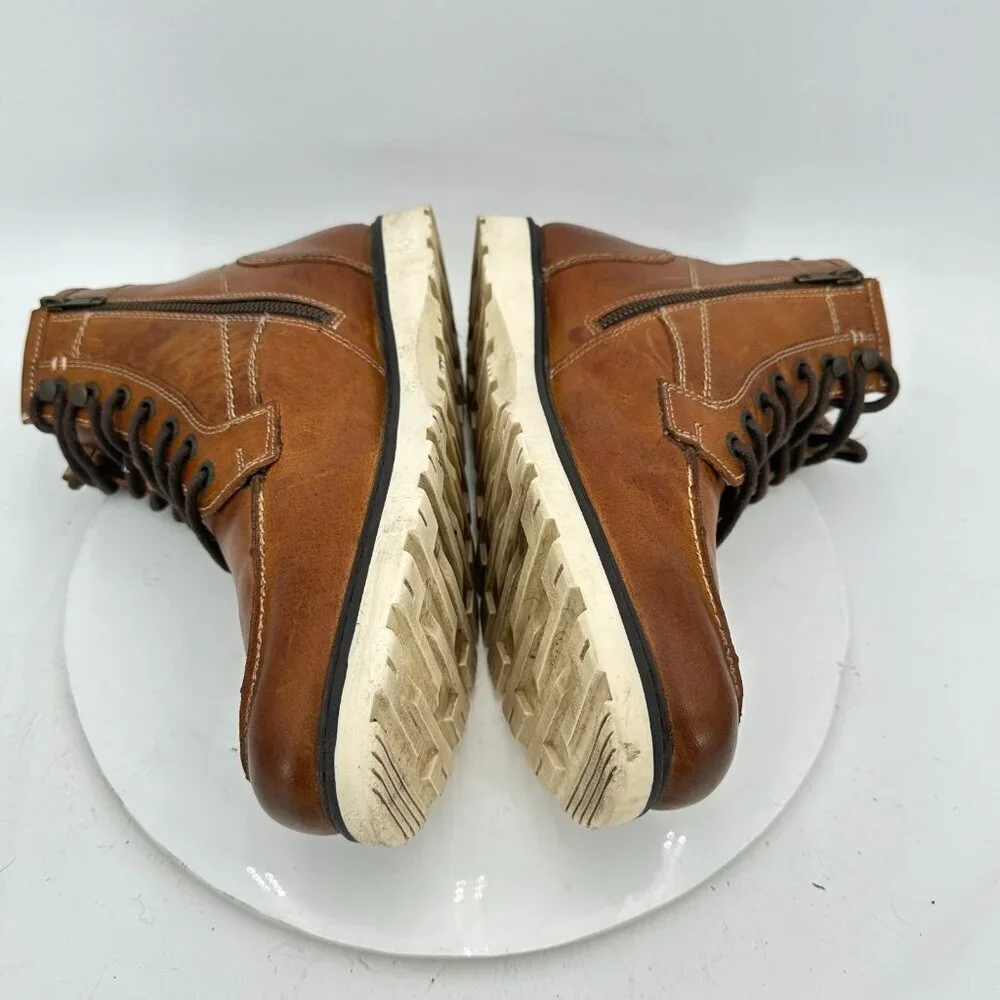 Crown Vintage Men Size 10 Brown Leather Flanel Moc Toe Lace Up Ankle Boot